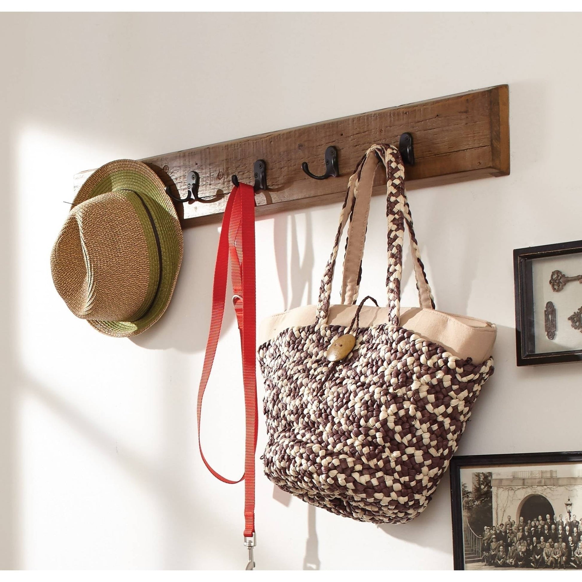 Alaterre Furniture Revive Coat Hook, Natural Finish, Entryway Organizer with 10 Hooks, Handcrafted from Mixed Solid Wood