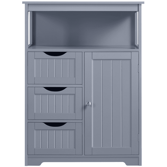 Alden Design 35.5" Height Bathroom Floor Cabinet with 1 Door and 3 Drawers, Gray