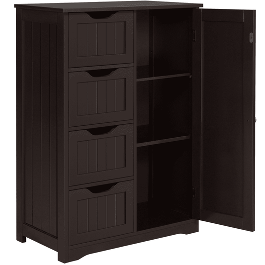 Alden Design 4 Drawers Wooden Bathroom Floor Cabinet for Home, Espresso