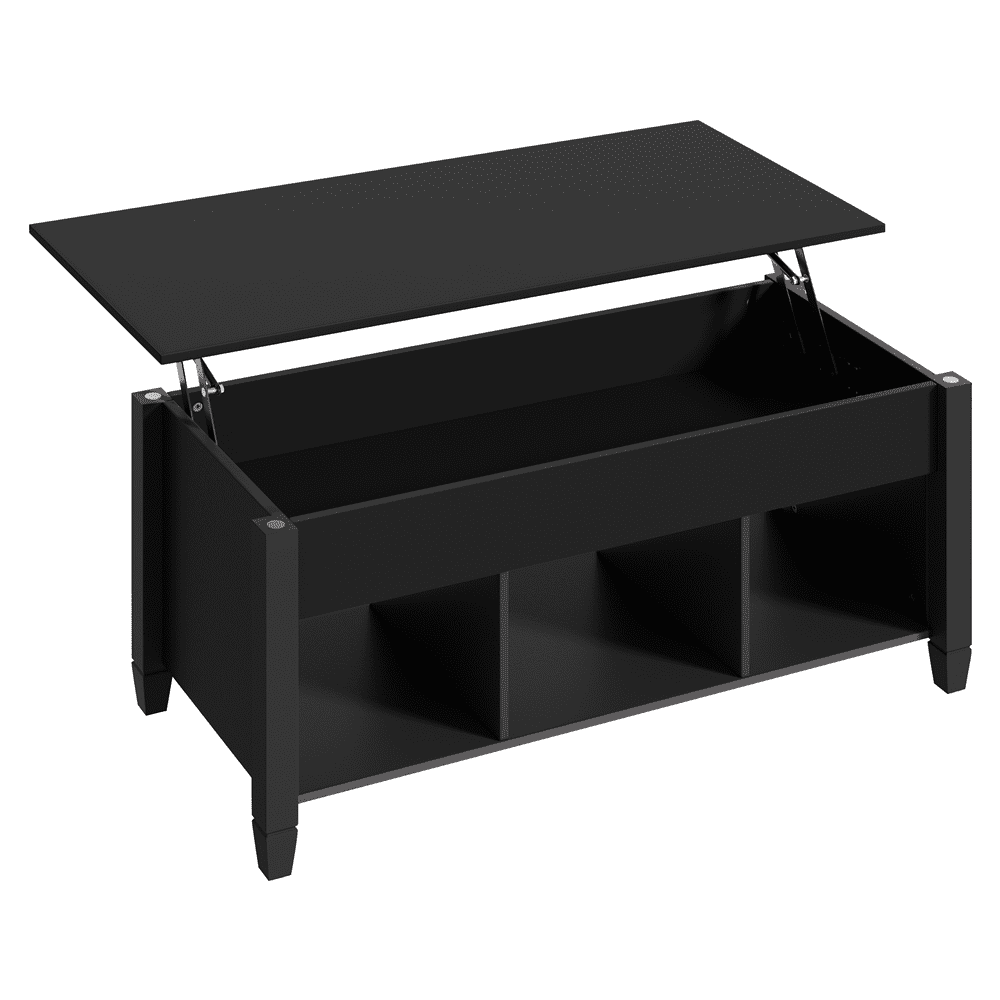 Alden Design 41" Lift Top Coffee Table with 3 Storage Compartments, Black