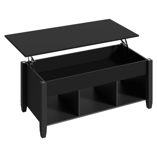 Alden Design 41" Lift Top Coffee Table with 3 Storage Compartments, Black