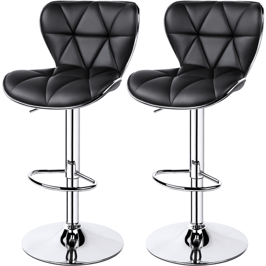 Alden Design Adjustable Mid-back Faux Leather Counter-Height Bar Stool, Set of 2, Black