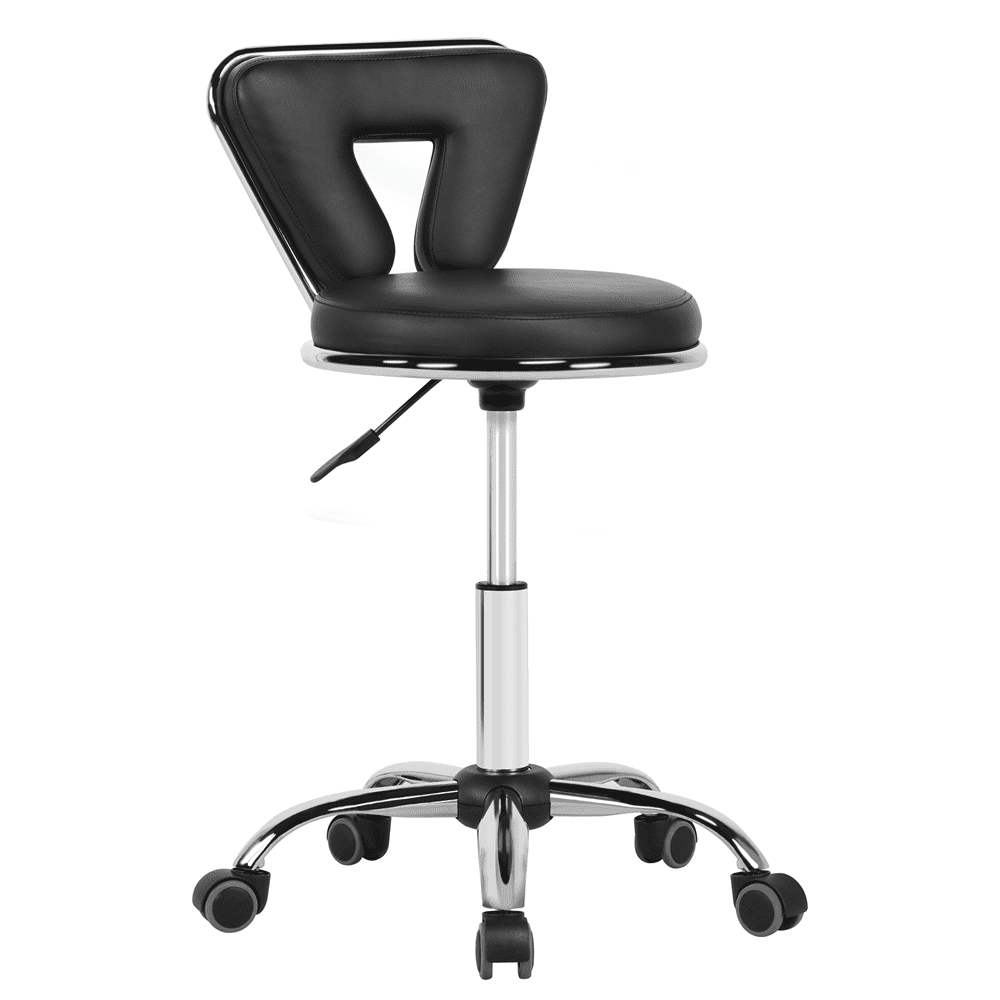 Alden Design Adjustable Mid-back Salon Stool with Wheels for Manicure Massage Spa, Black