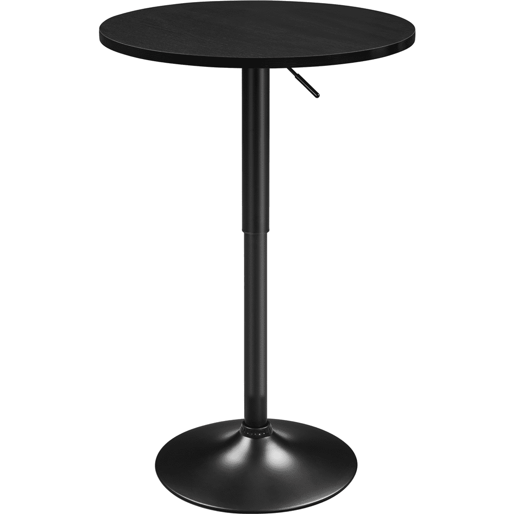 Alden Design Adjustable Pub Round Table 27.5â€- 36â€ Height with MDF Tabletop for Home Bar, Full Black