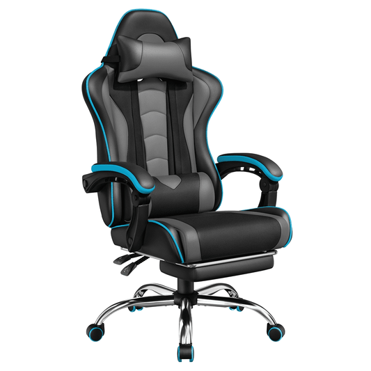 Alden Design Ergonomic High Back Gaming Chair with Massage Lumbar Pillow, Pink/White