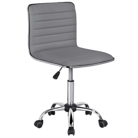 Alden Design Modern Adjustable Armless Faux Leather Swivel Office Chair, Gray