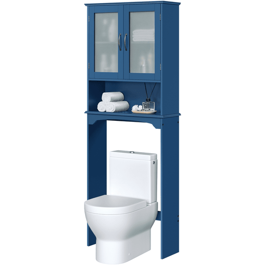 Alden Design Modern Free Standing Over-the-Toilet Storage for Bathroom, Navy Blue