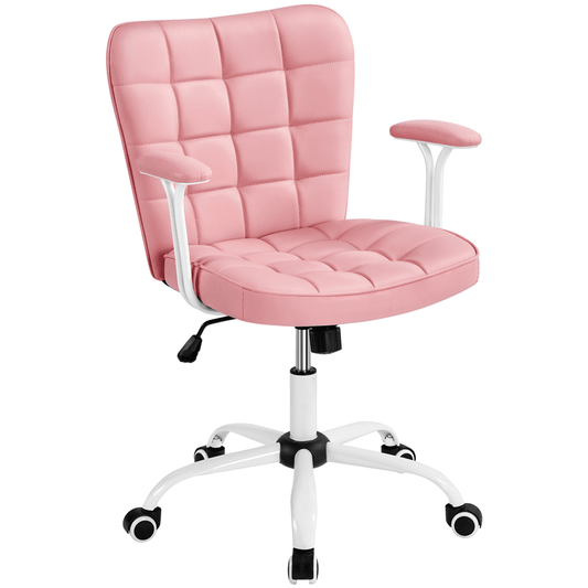 Alden Design Modern Mid-Back Faux Leather Office Chair Upholstered for Home Office, Black