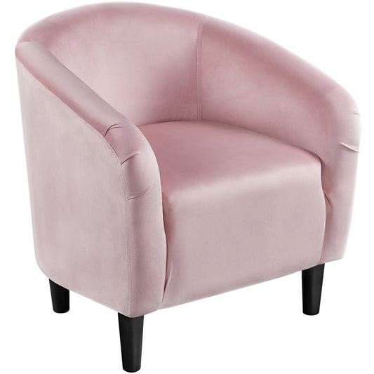 Alden Design Upholstered Barrel Accent Chair for Livingroom, Black Velvet