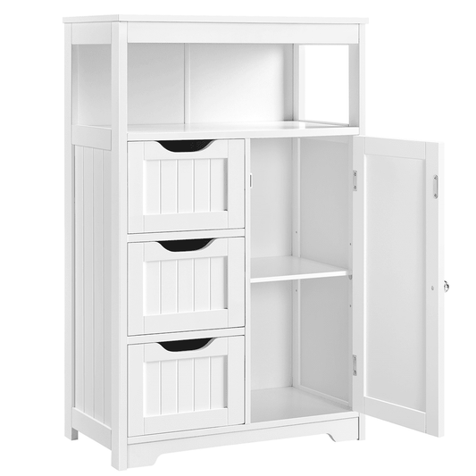 Alden Design Wooden Floor Cabinet Bathroom Storage Organizer Multiple Tiers Shelves Cabinet for Bedroom Bathroom Living Room Cabinet,White