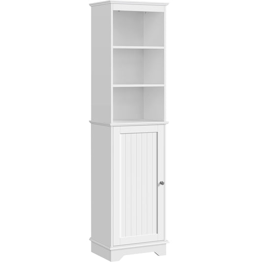 Alden Design Wooden Slim Bathroom Floor Cabinet for Small Space, White
