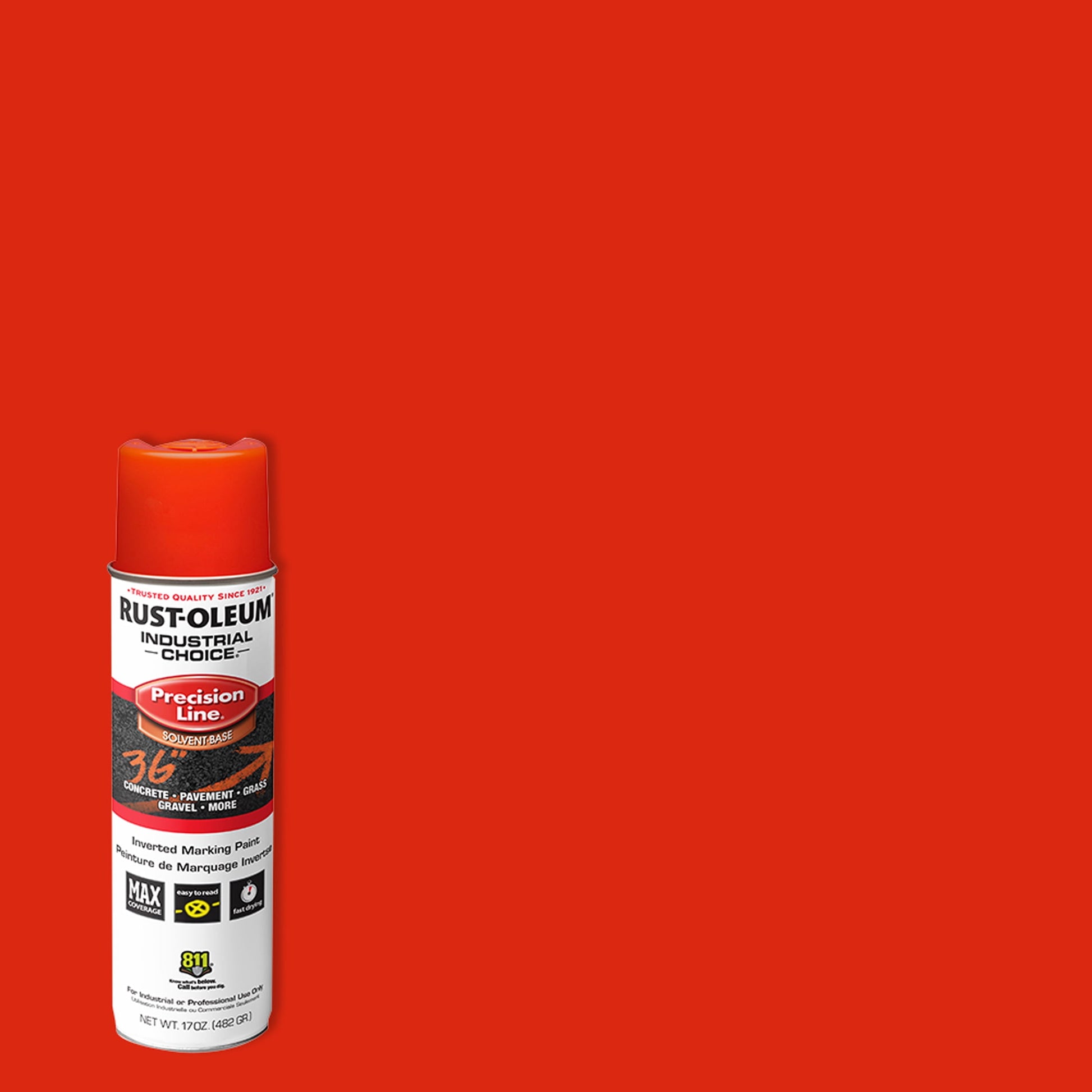 12 Pack, Alert Orange, Rust-Oleum Precision Line Marking Flat Spray Paint- 17 oz