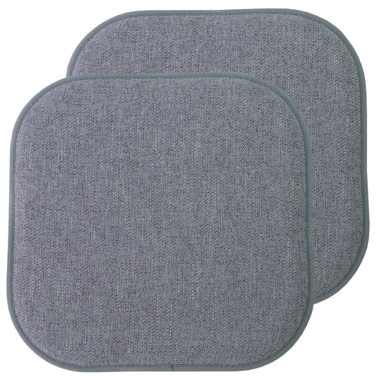 Alexis Memory Foam No Slip Back 16 x 16 Chair Pad Cushion 2 Pack - Blue-Gray