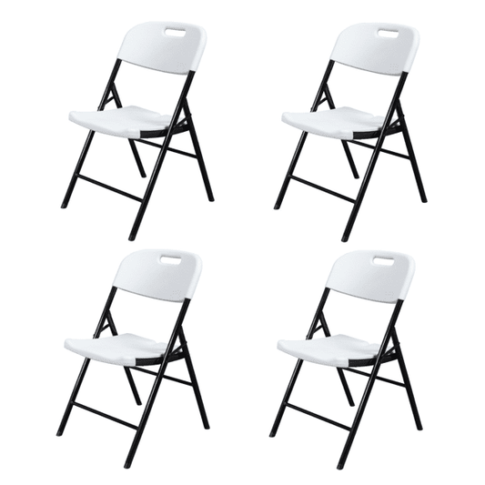Alvantor 4 Pack Plastic Folding Chairs White and Black Heavy Duty Portable Indoor Outdoor Chairs for Party Office Event