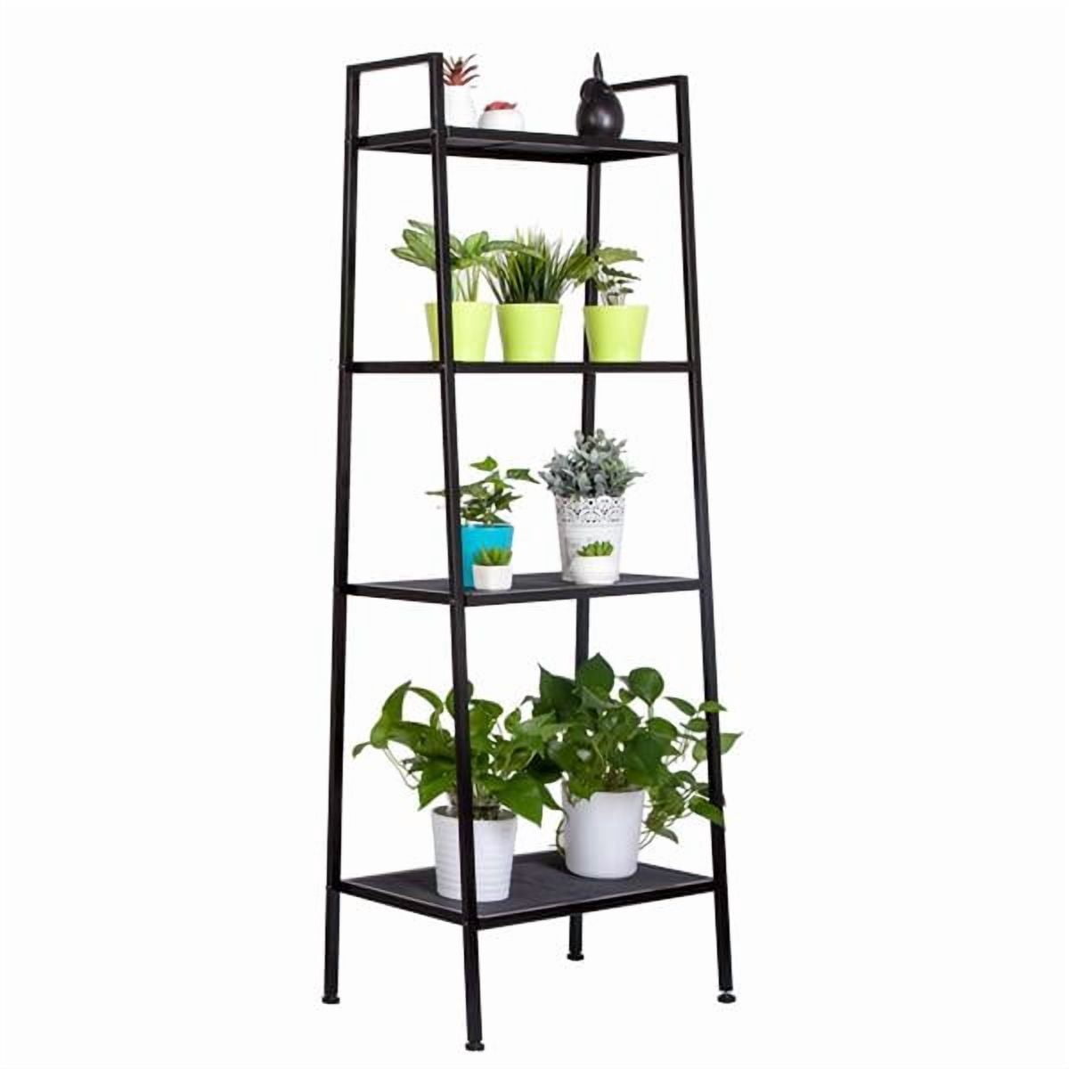 Alvantor 4 Tier Iron Bookshelf, Freestanding Metal Bookcase Storage Shelf for Books and Decor, 23.62 x 13.78 x 57.87 in, Black