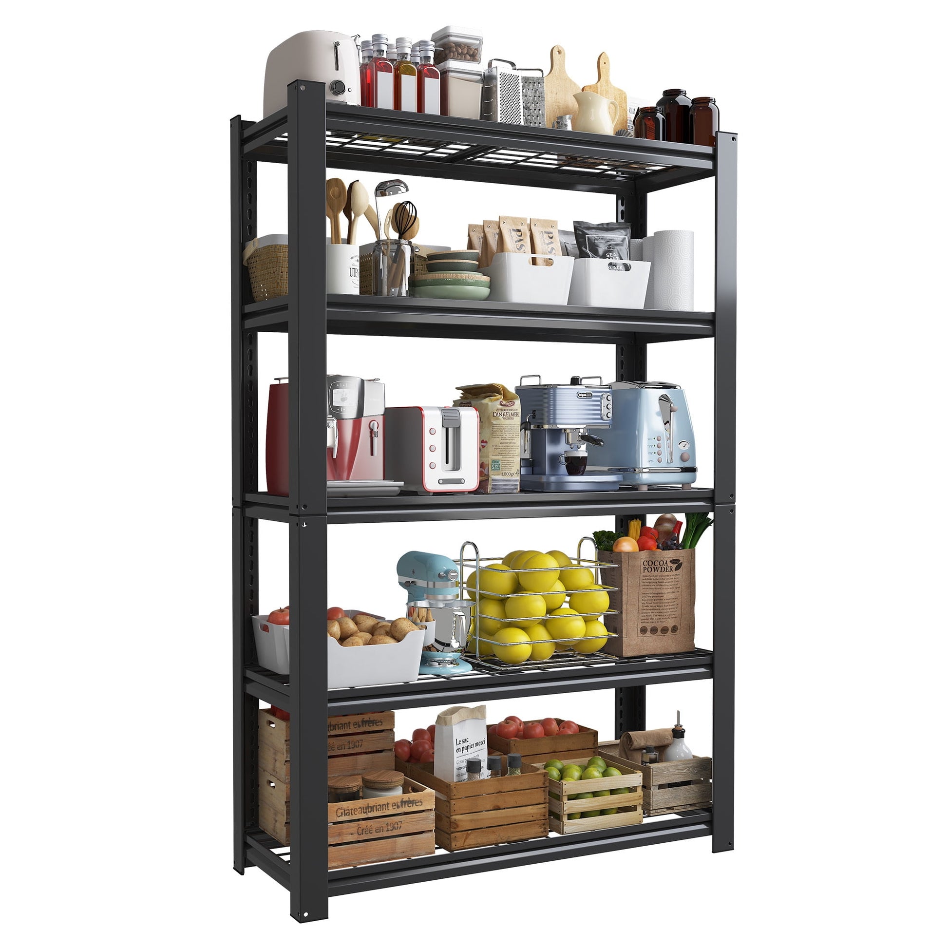 Alvantor 82"H Metal Storage Shelving 6-Tier 2400LBS Adjustable Heavy Duty Shelving Industrial Shelf for Garage 48"W x 18"D x 82"H Black