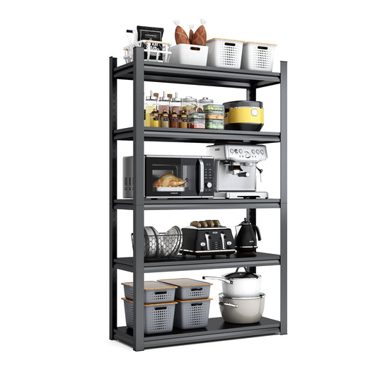 Alvantor 5 Tier Metal Shelving 31.5"W x 16"D x 63"H Heavy Duty Shelves 2000Lbs Adjustable Industrial Shelf for Garage Basement Black