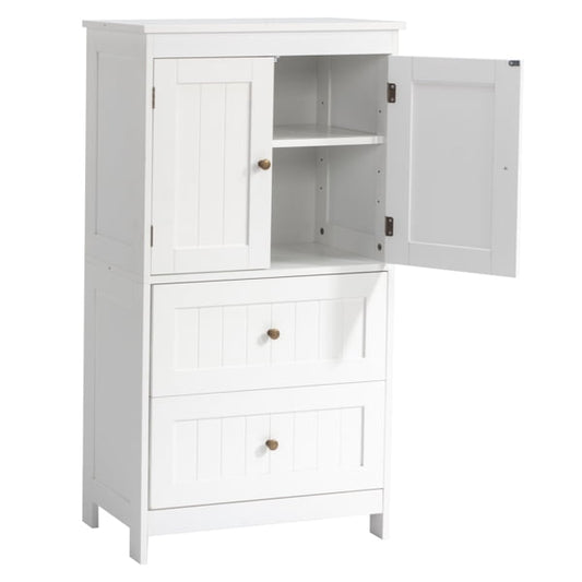 Alvantor Bathroom Storage Cabinet with 2 Drawers & 2 Doors,White 24 x 12 x 43 in