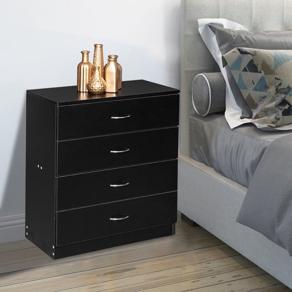 Alvantor Black 4-Drawer Dresser Storage Chest, 25.98 x 13 x 28.5 in, P2 15mm Particle Board
