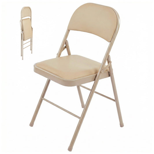 Alvantor Sillas Plegables Paquete de 2/paquete de 4, Asiento Acolchado de Cuero PU, Uso Rudo, Negro/caqui