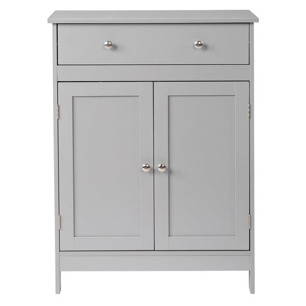 Alvantor Gabinete de Almacenamiento de BaÃ±o Independiente 2 Puertas 1 CajÃ³n Repisa Ajustable 23.6" An x 11.8" Pr x 31.5" Al Gris