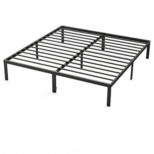 Alvantor Heavy Duty Metal Bed Frame with Storage, Steel Slat Support,Black,King