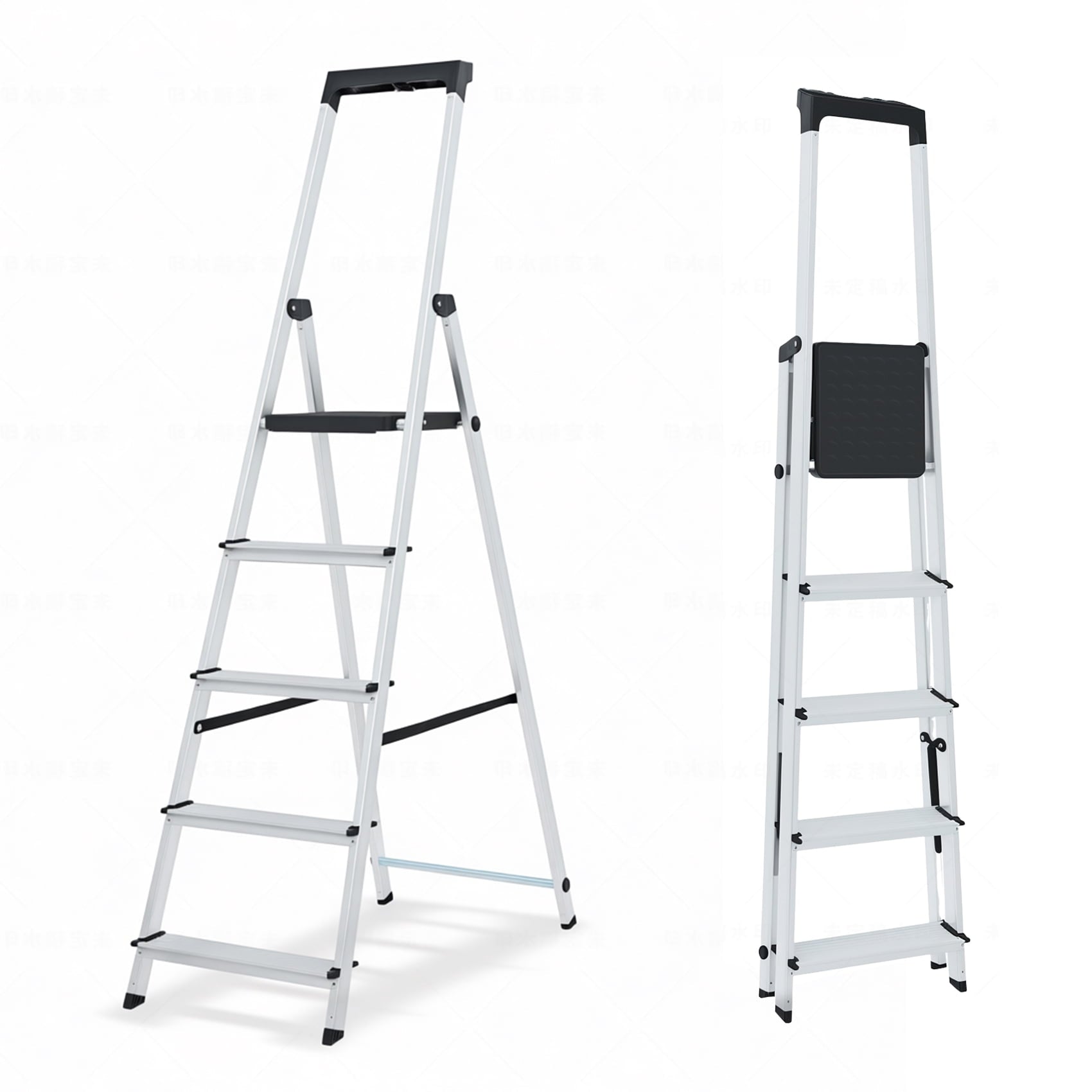 Alvantor 5-Step Folding Ladder, Heavy Duty 330 lbs Capacity, Anti-Slip Design