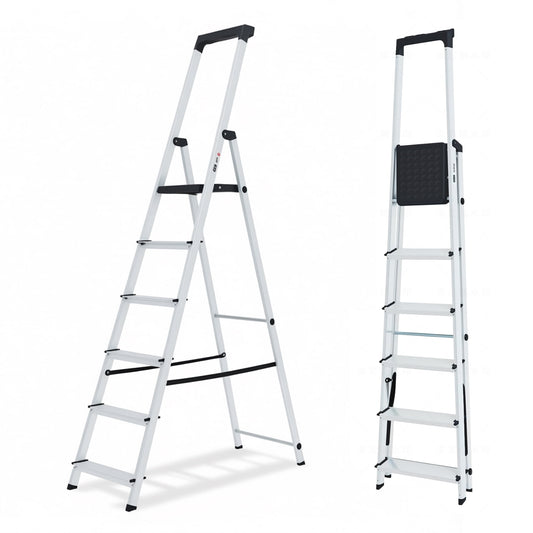 Alvantor Step Ladder,6-Step Folding Ladder,Heavy Duty 330 lbs Capacity, Anti-Slip Wide Steps & Handrail, Lightweight Aluminum Step Stool with Tool Tray