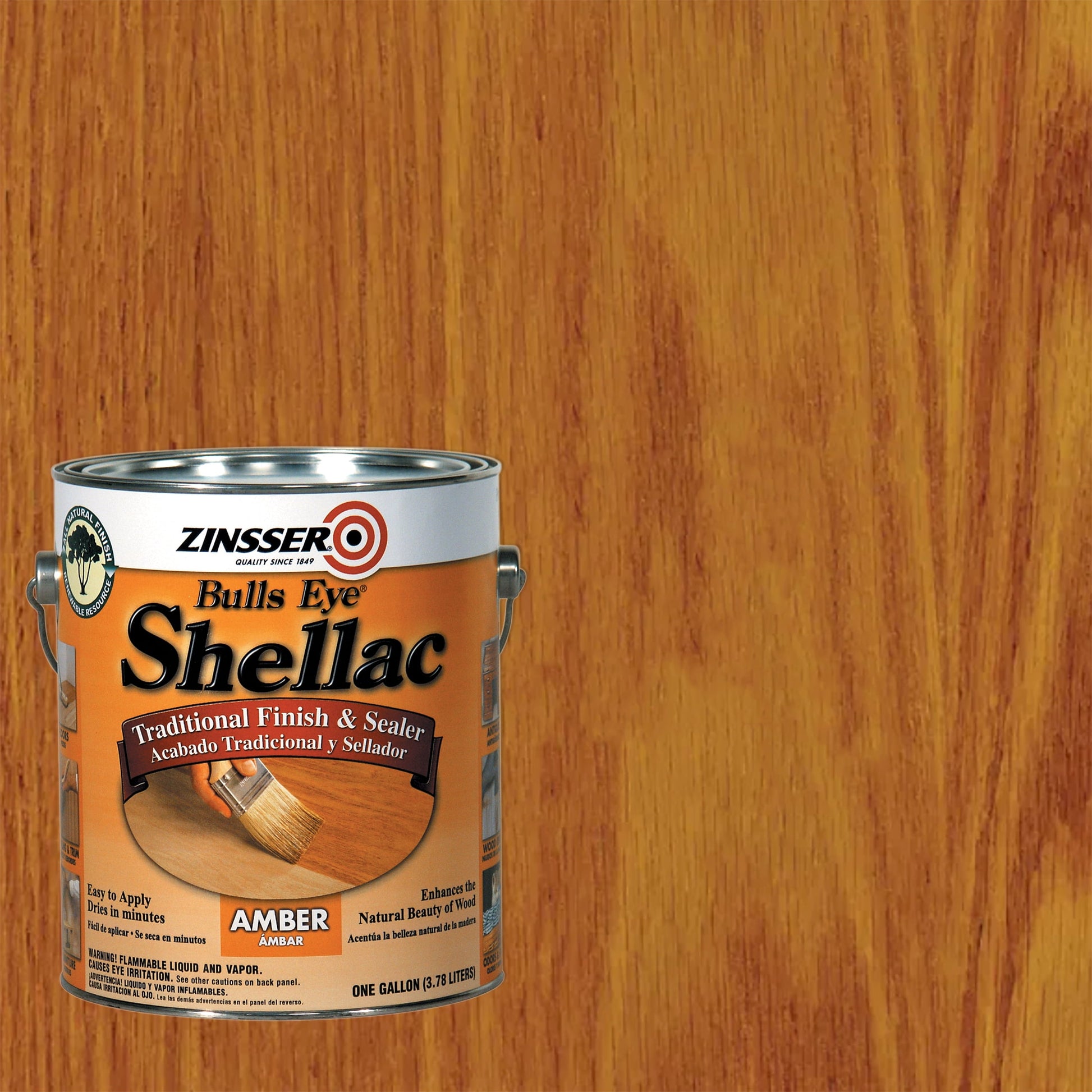Amber, Zinsser Flat Bulls Eye Shellac Traditional Finish & Sealer- Gallon, 1 Pack