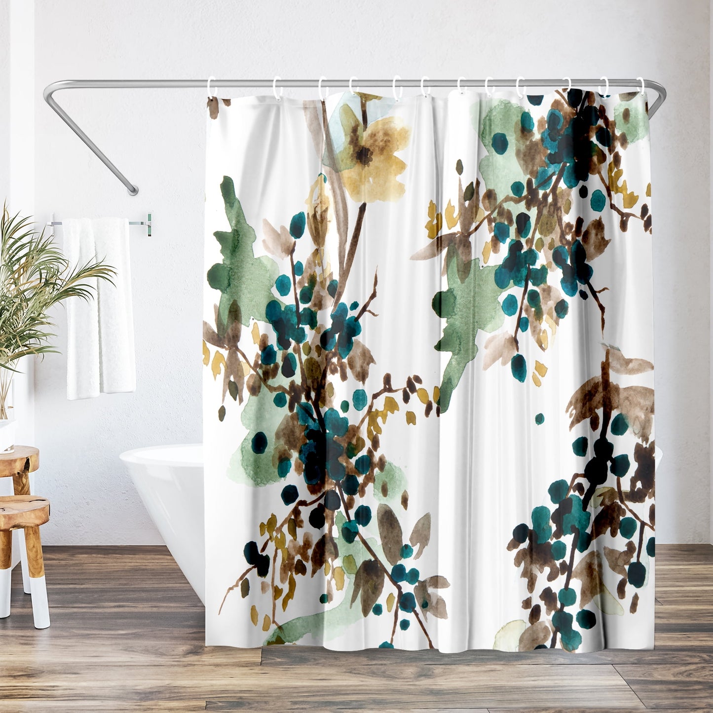 Americanflat 71" x 74" Shower Curtain, Watercolor Blueberry by New York Botanical Garden