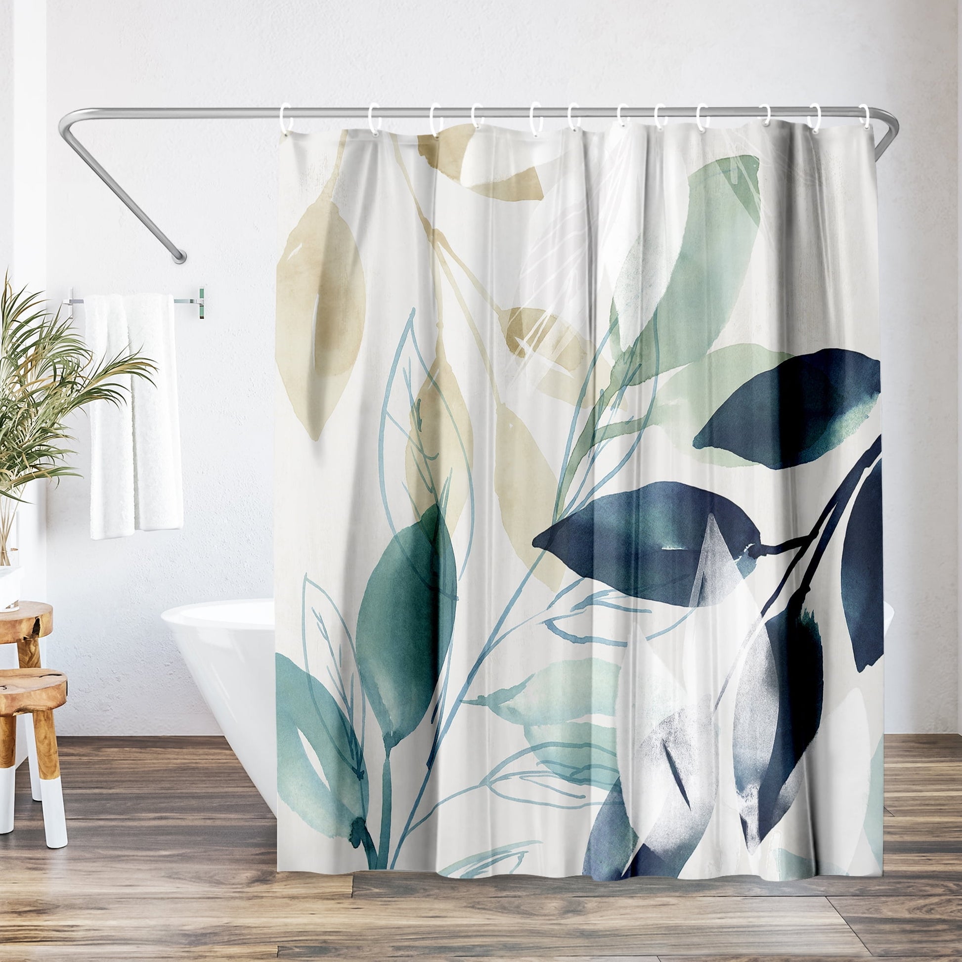Americanflat 71x74 Green Sleeves Shower Curtain - 100% Polyester Shower Curtain