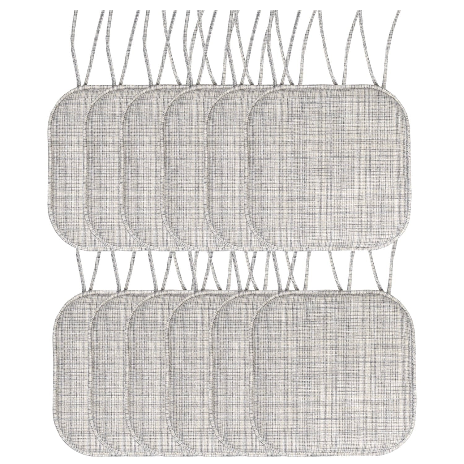 Aria Memory Foam Non-Slip Chair Cushion Pad with Ties 12 Pack - Silver Cream