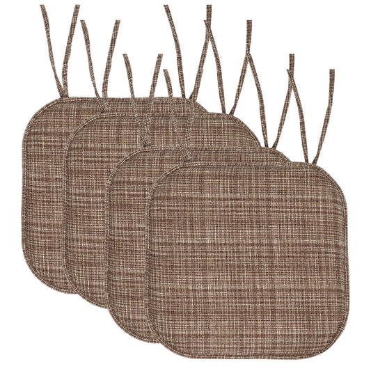Aria Memory Foam Non-Slip Chair Cushion Pad with Ties 4 Pack - Multi Dark Brown
