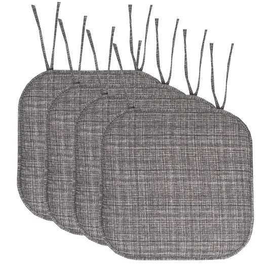 Aria Memory Foam Non-Slip Chair Cushion Pad with Ties 4 Pack - Multi Gray