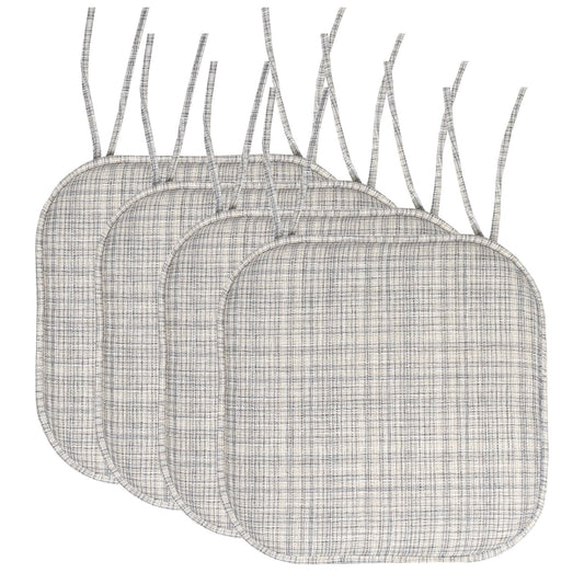 Aria Memory Foam Non-Slip Chair Cushion Pad with Ties 4 Pack - Silver Cream