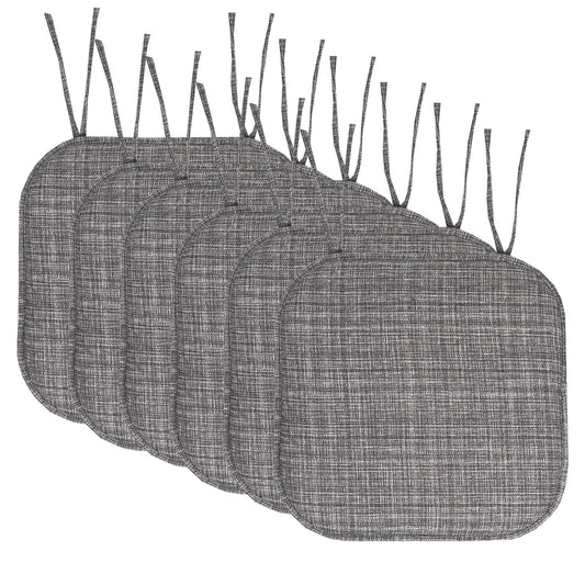 Aria Memory Foam Non-Slip Chair Cushion Pad with Ties 6 Pack - Multi Gray