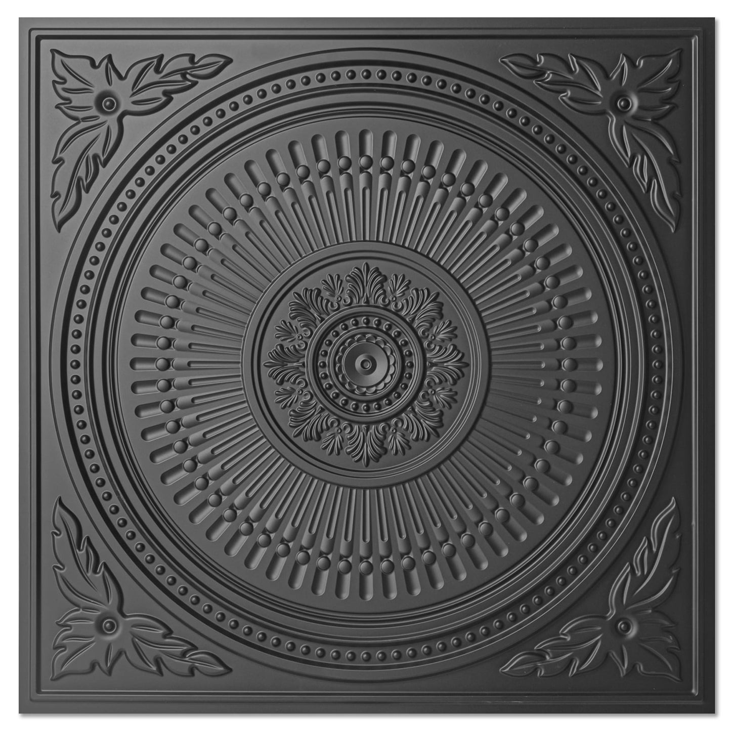 Art3d 12-Piece Drop Ceiling Tiles 24x24-Inch, Romantic Style Black PVC Ceiling Panel, 48 Sq. Ft./Case