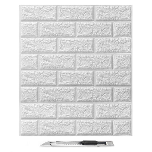 Art3d 30 Pcs 3D Wall Panelsï¼ŒPeel and Stick White Brick Wallpaper Faux Foam Brickï¼ˆ44 sq.ftï¼‰