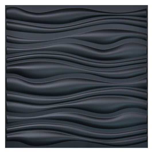 Art3d Panel de Pared 3D de PVC con DiseÃ±o de Ondas Negras IV 19,7x19,7 (Paquete de 12)