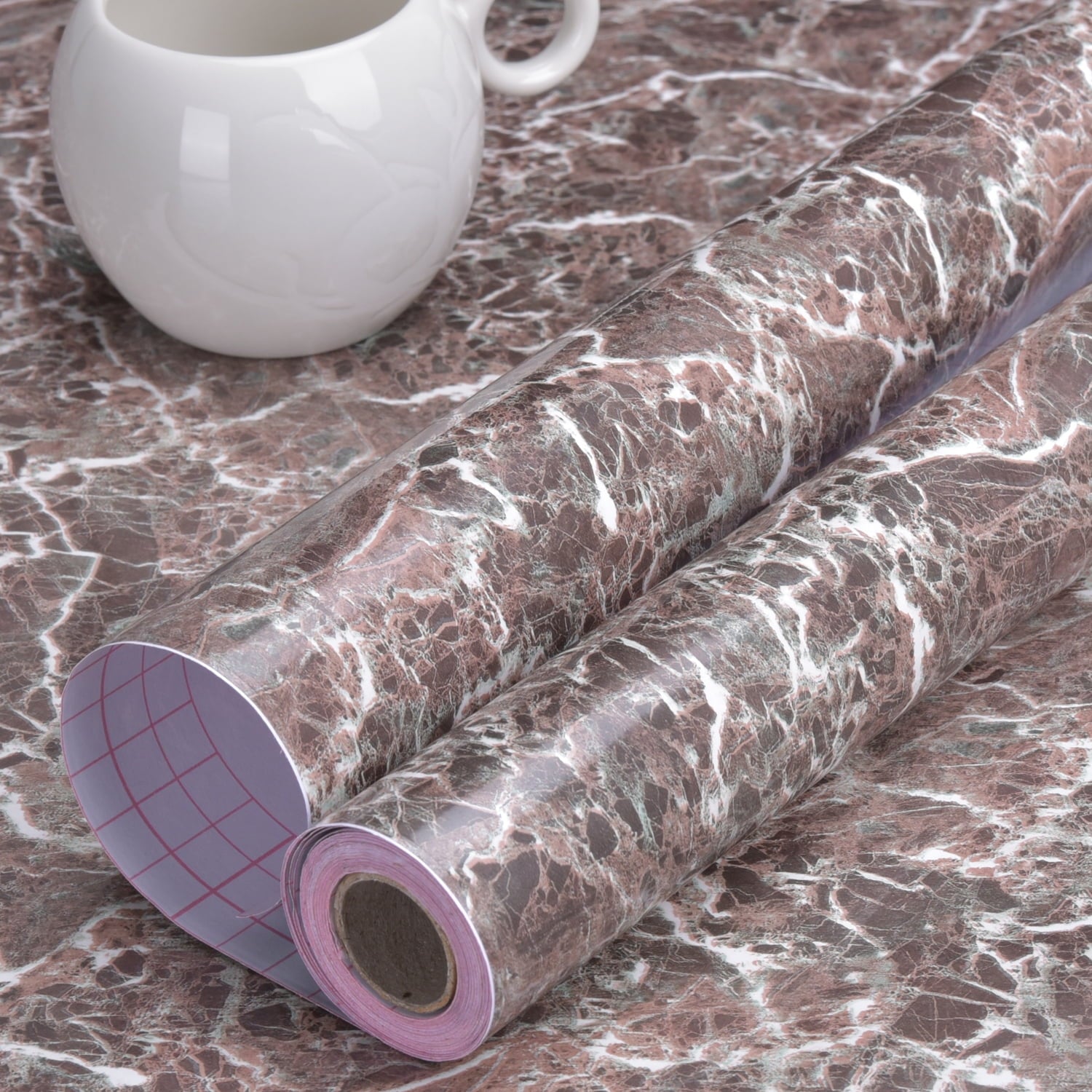 Art3d Marble Brown 24 in. x 196.85 in. Peel and Stick Waterproof Decorative Contact Wallpaper for Countertops (1-Pack)