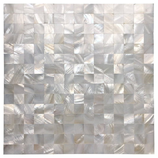 Art3d Square White Seamless 12 in. x 12 in. Peel and Stick Mother of Pearl Tile (6-Pack)