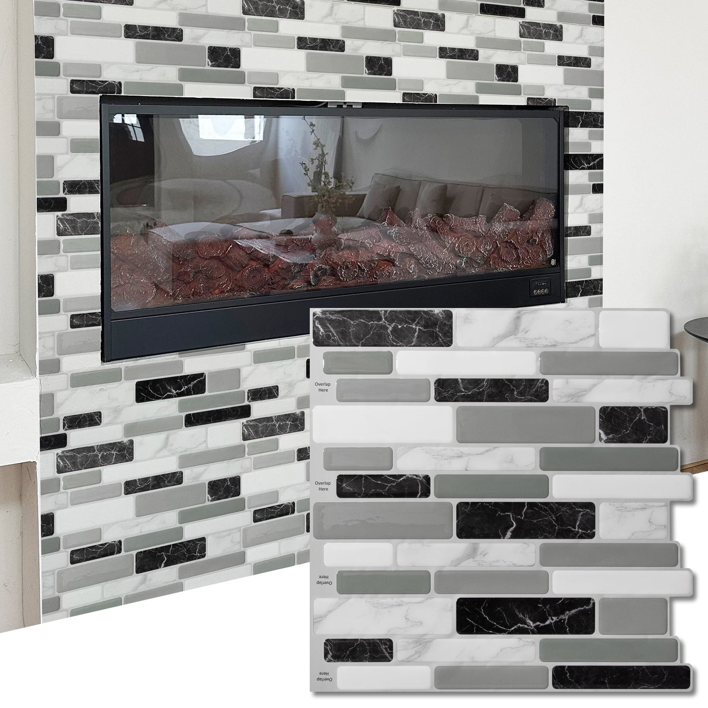 Art3dwallpanel 12"x12" Peel and Stick Backsplash Tiles,10-Sheet Self-Adhesive Wall Tile Stickers for Kitched,Bathroom,Countertop,Rentals