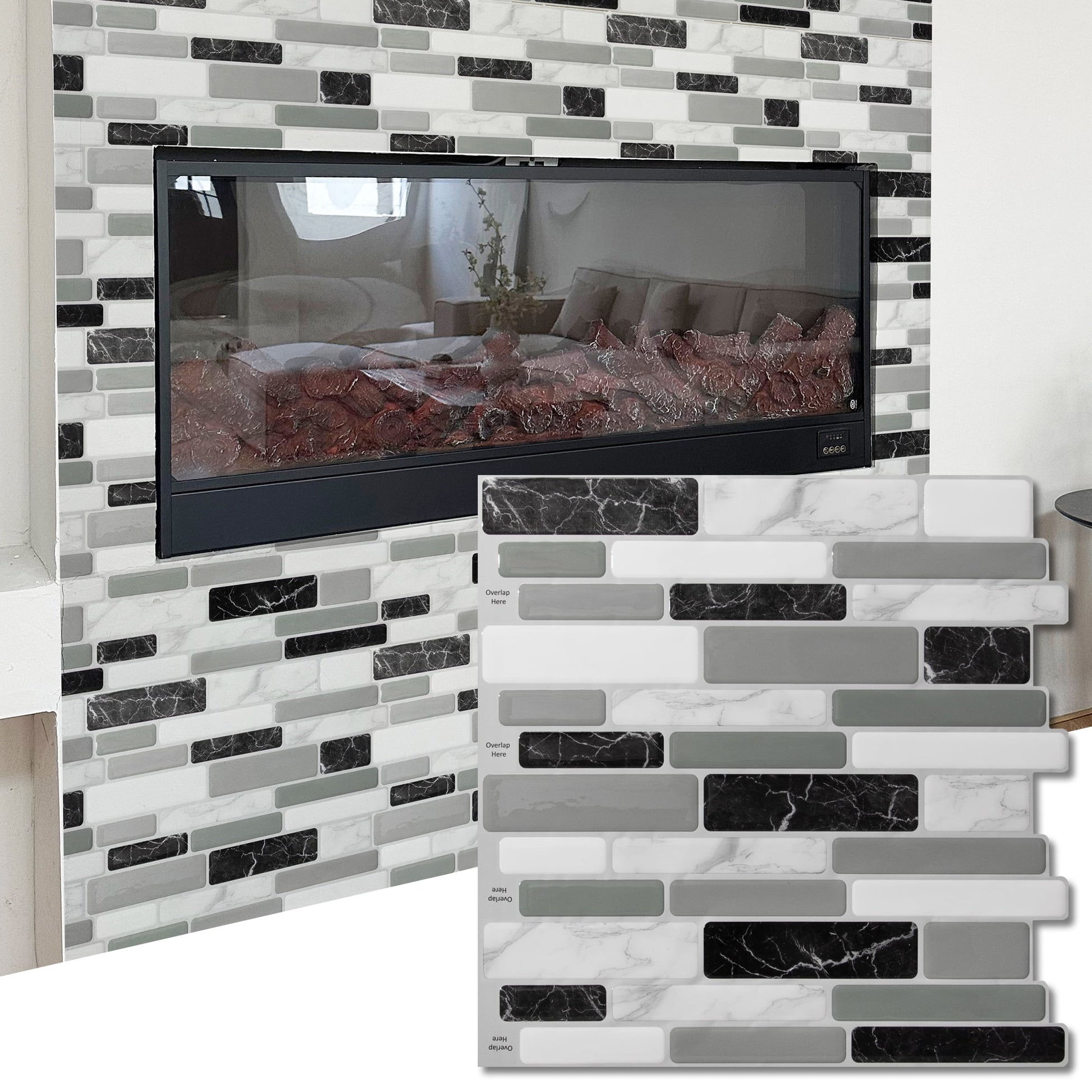 Art3dwallpanel 12"x12" Peel and Stick Backsplash Tiles,10-Sheet Self-Adhesive Wall Tile Stickers for Kitched,Bathroom,Countertop,Rentals