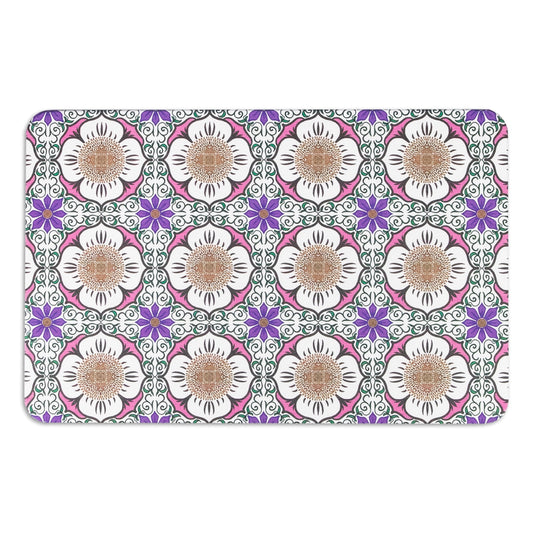 Artsy Mats Flower White Quick Dry Diatomite Non Slip Stone Bath Mat- 1 Count