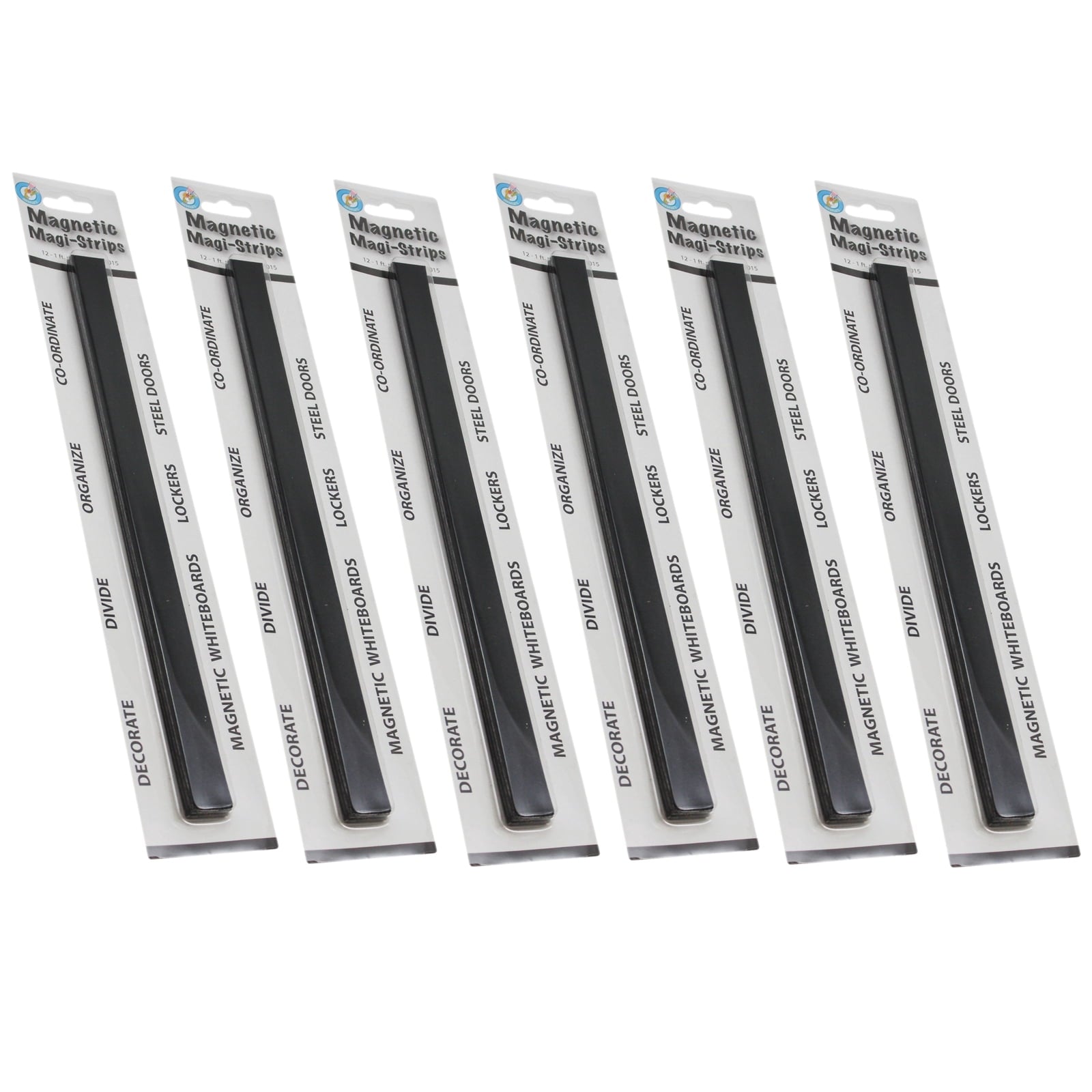 Ashley Productions Magnetic Magi-Strips, Black, 12 Feet Per Pack, 6 Packs