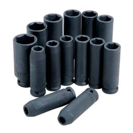 ATD Tools 4301 14 Pc. 1/2" Drive 6 Point Metric Deep Impact Socket Set ATD-4301