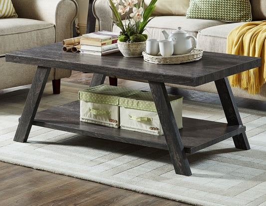 Athens Contemporary Wood Shelf Coffee Table