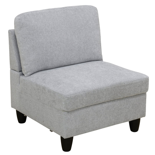 Aukfa Modular Sectional Couch Set - Single Sofa Chair- Flannel - Gray