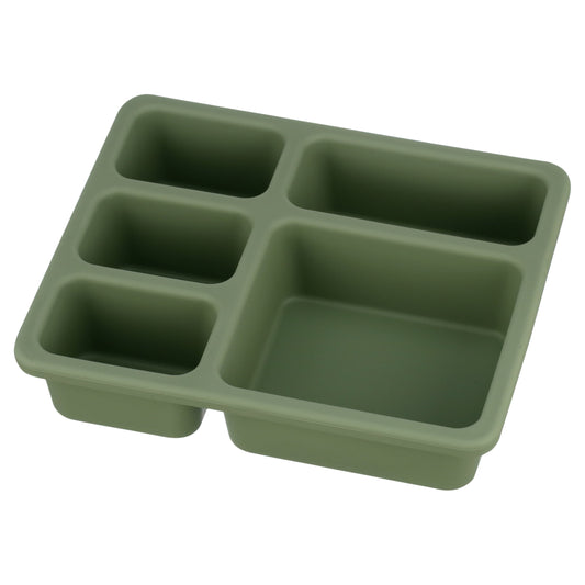 Austin Baby Lonchera Bento para NiÃ±os PequeÃ±os y NiÃ±os â€“ Contenedor de Almuerzo de Silicona con 5 Compartimentos a Prueba de Fugas â€“ Materiales Seguros para Alimentos, Resistente, Apto para Lavavajillas y Libre de BPA (Camper Verde Salvia)