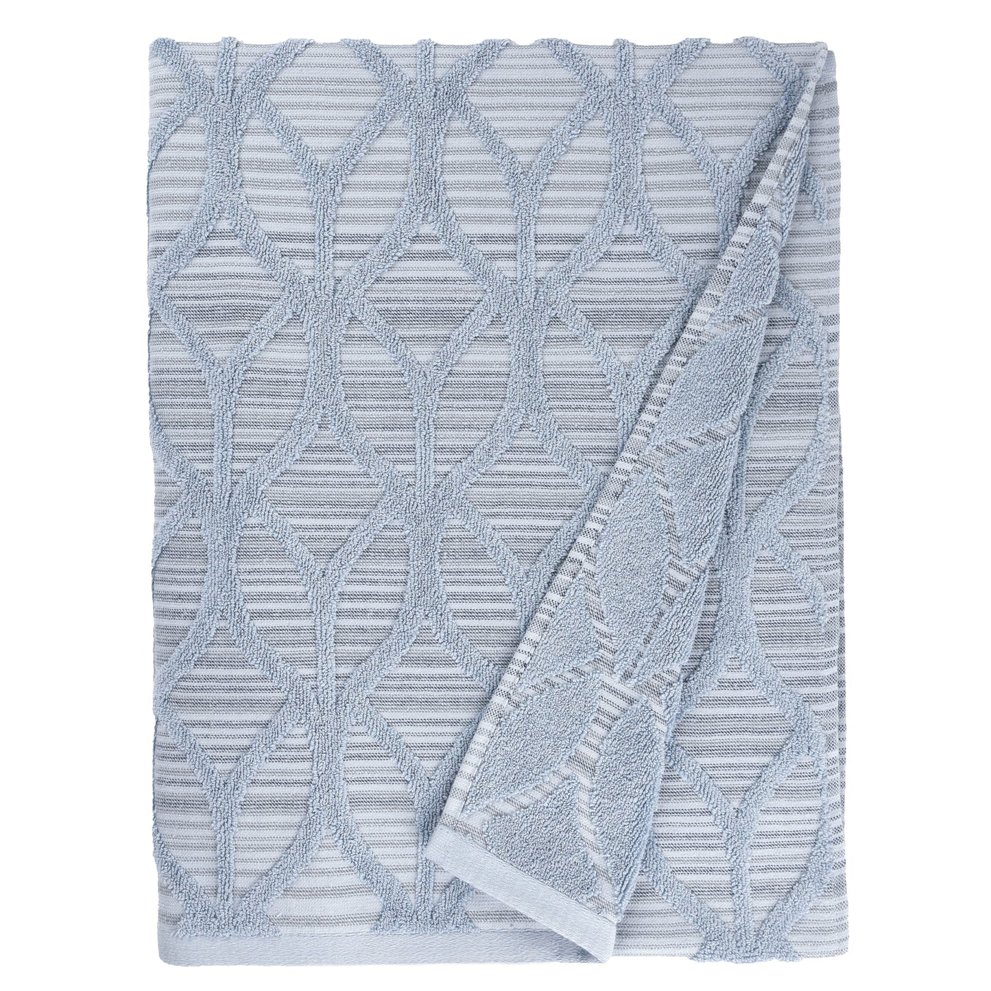 Authentic Hotel and Spa  Turkish Cotton Alev Jacquard Bath Towel Blue/Multi
